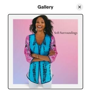 Soft Surroundings CURACAO 100% SILK Tunic L BOHO Turquoise Resort Vacation